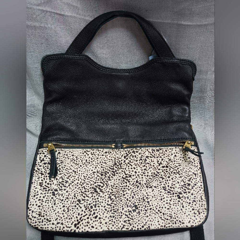Fossil Erin Cowprint Fold Over Brossbody Bag - image 3